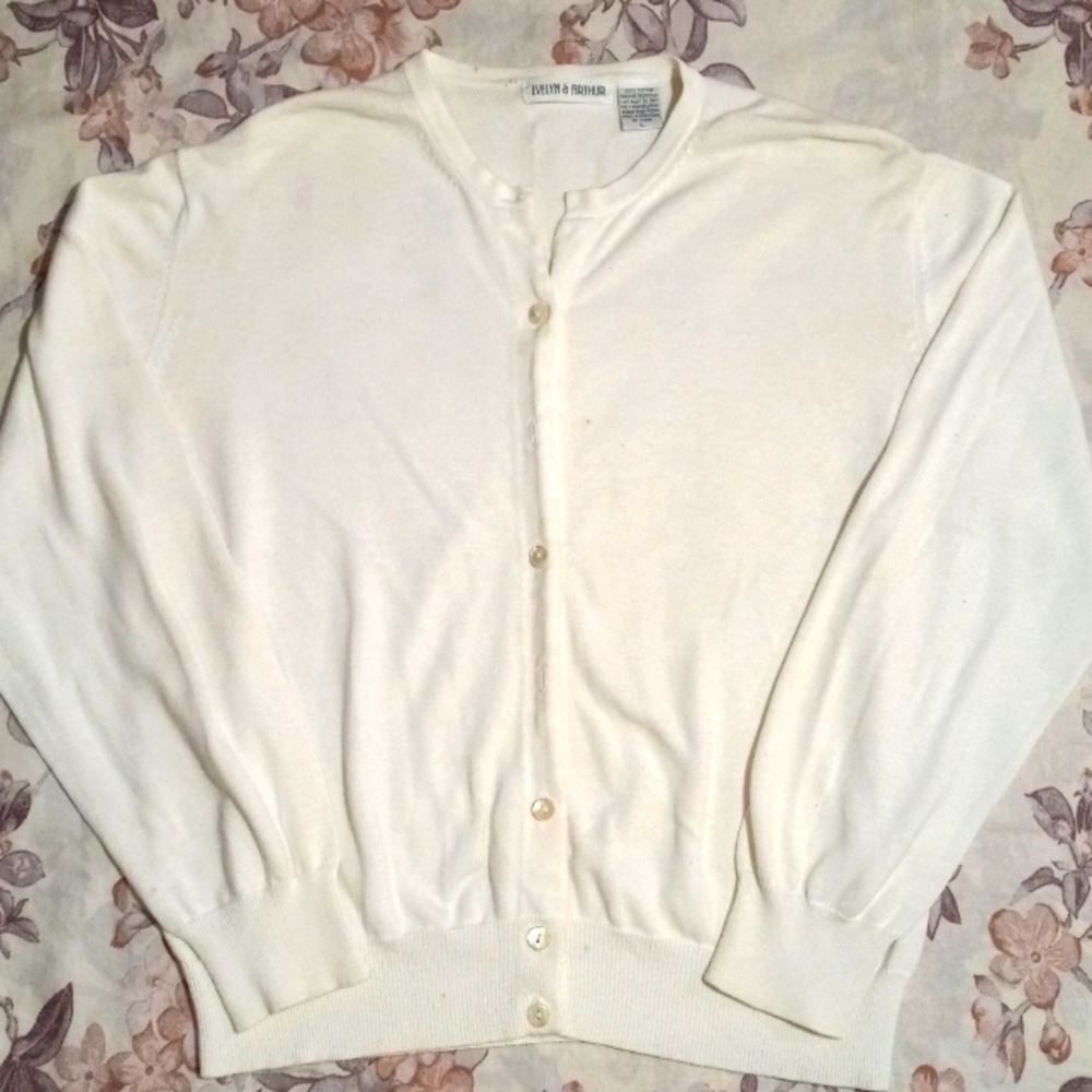 Women's White Button Down Sweater